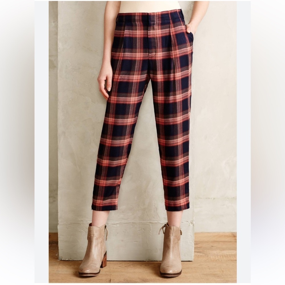 Anthropologie Cartonnier Tartan Plaid Cropped Pants - Picture 2 of 14